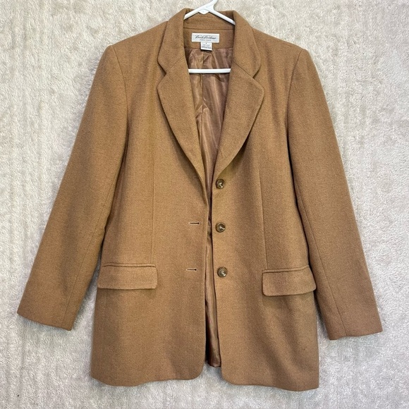 Brooks Brothers Tan Womens Camel Hair Wool Blazer Sz 8 Button Career Office Work - Picture 2 of 15